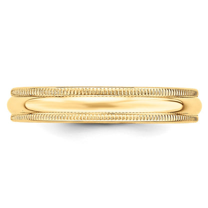 10k Gelbgold 4 mm leichter Ehering, halbrund, mit Milgrain