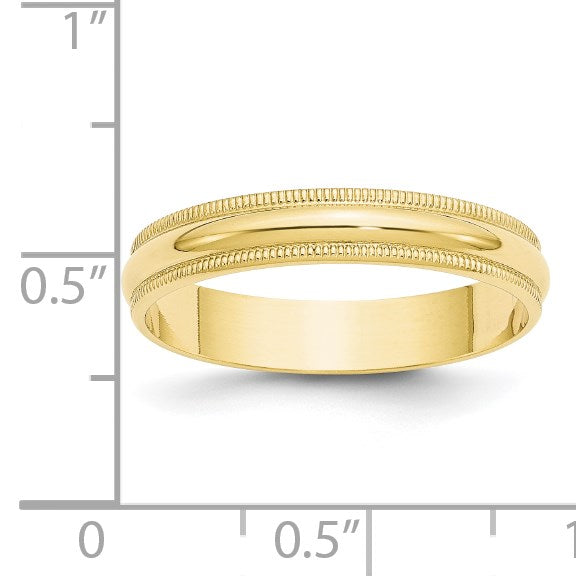 10k Gelbgold 4 mm leichter Ehering, halbrund, mit Milgrain