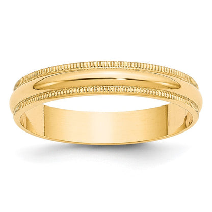10k Gelbgold 4 mm leichter Ehering, halbrund, mit Milgrain