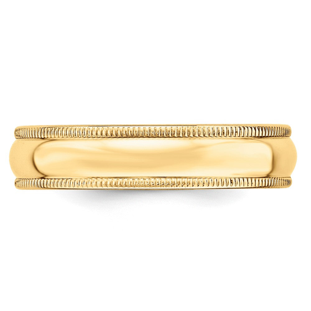 10k Gelbgold 5 mm leichter Ehering mit Milgrain, halbrund