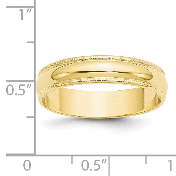 10k Gelbgold 5 mm leichter Ehering mit Milgrain, halbrund
