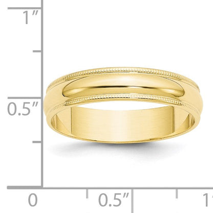 10k Gelbgold 5 mm leichter Ehering mit Milgrain, halbrund