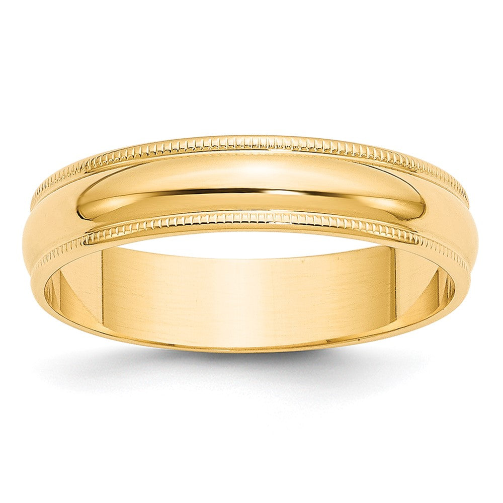10k Gelbgold 5 mm leichter Ehering mit Milgrain, halbrund