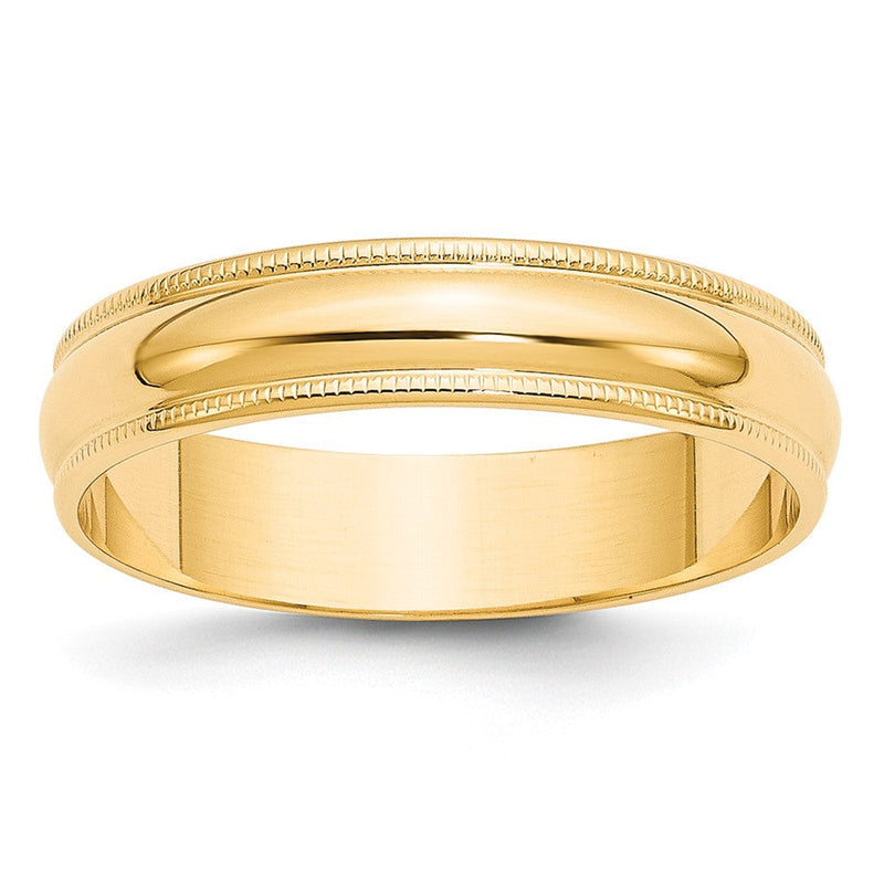 10k Gelbgold 5 mm leichter Ehering mit Milgrain, halbrund