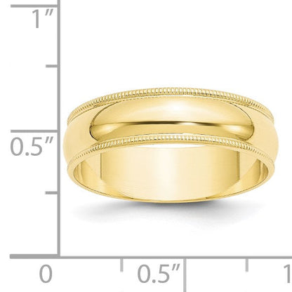 10K Gelbgold 6 mm leichter Ehering mit Milgrain, halbrund