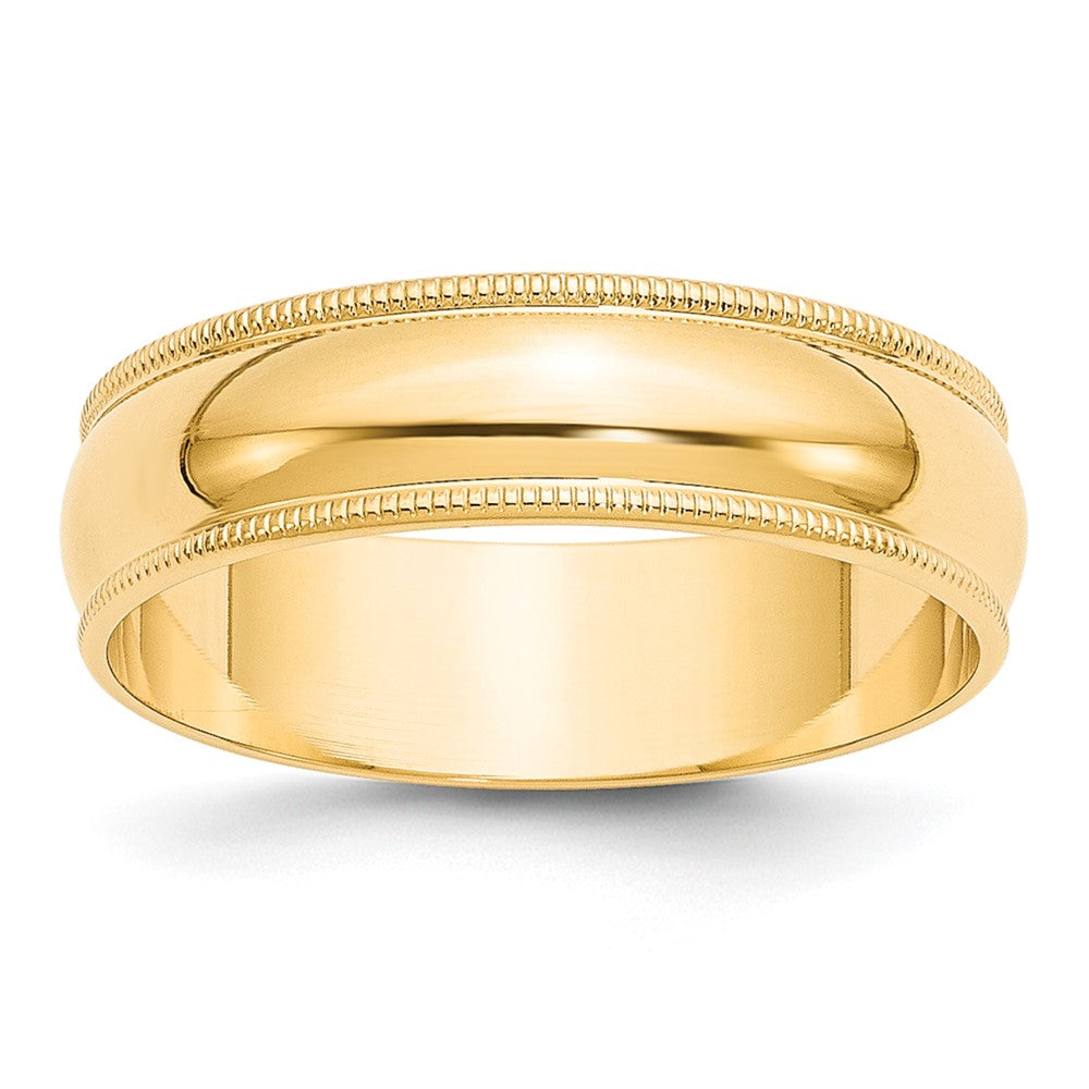 10K Gelbgold 6 mm leichter Ehering mit Milgrain, halbrund