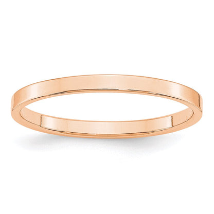 10k Roségold 2 mm leichter flacher Ehering