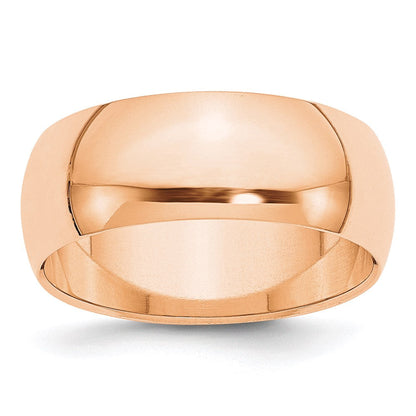 Ehering 10K Roségold 8 mm halbrund