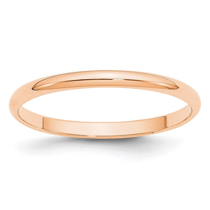 10K Roségold 2 mm leichter halbrunder Ehering