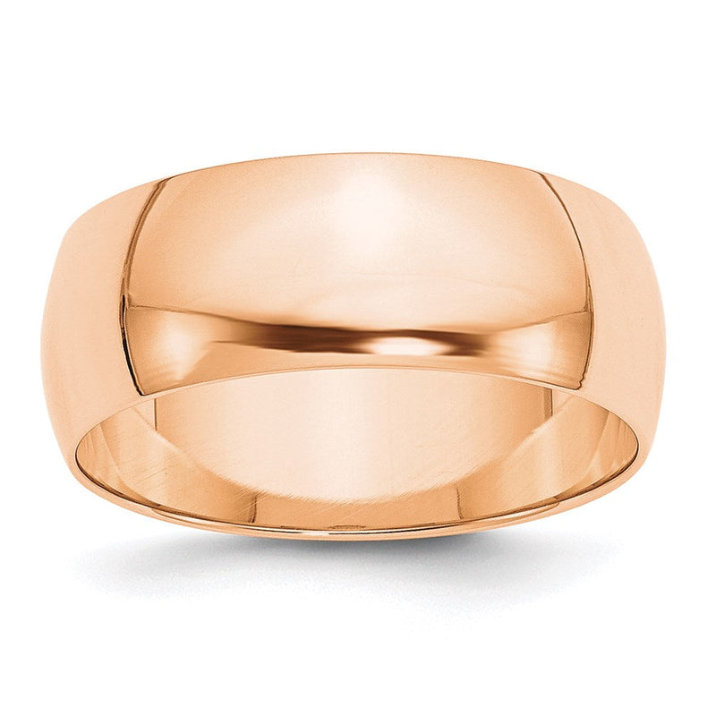 10K Roségold 8 mm leichter halbrunder Ehering