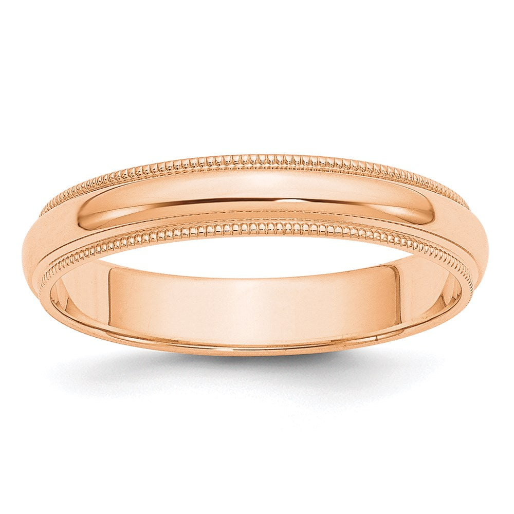 Ehering aus 10K Roségold, 4 mm, halbrund mit Milgrain