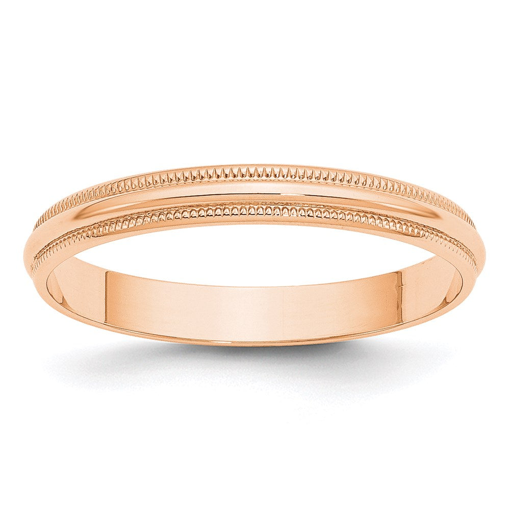 10k Roségold 3 mm leichter Ehering mit Milgrain, halbrund