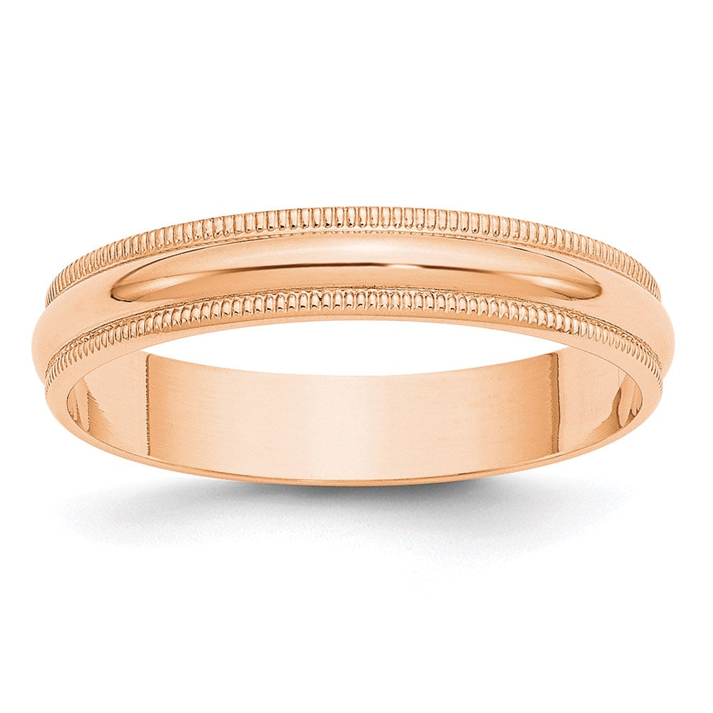 10K Roségold 4 mm leichter Ehering mit Milgrain, halbrund