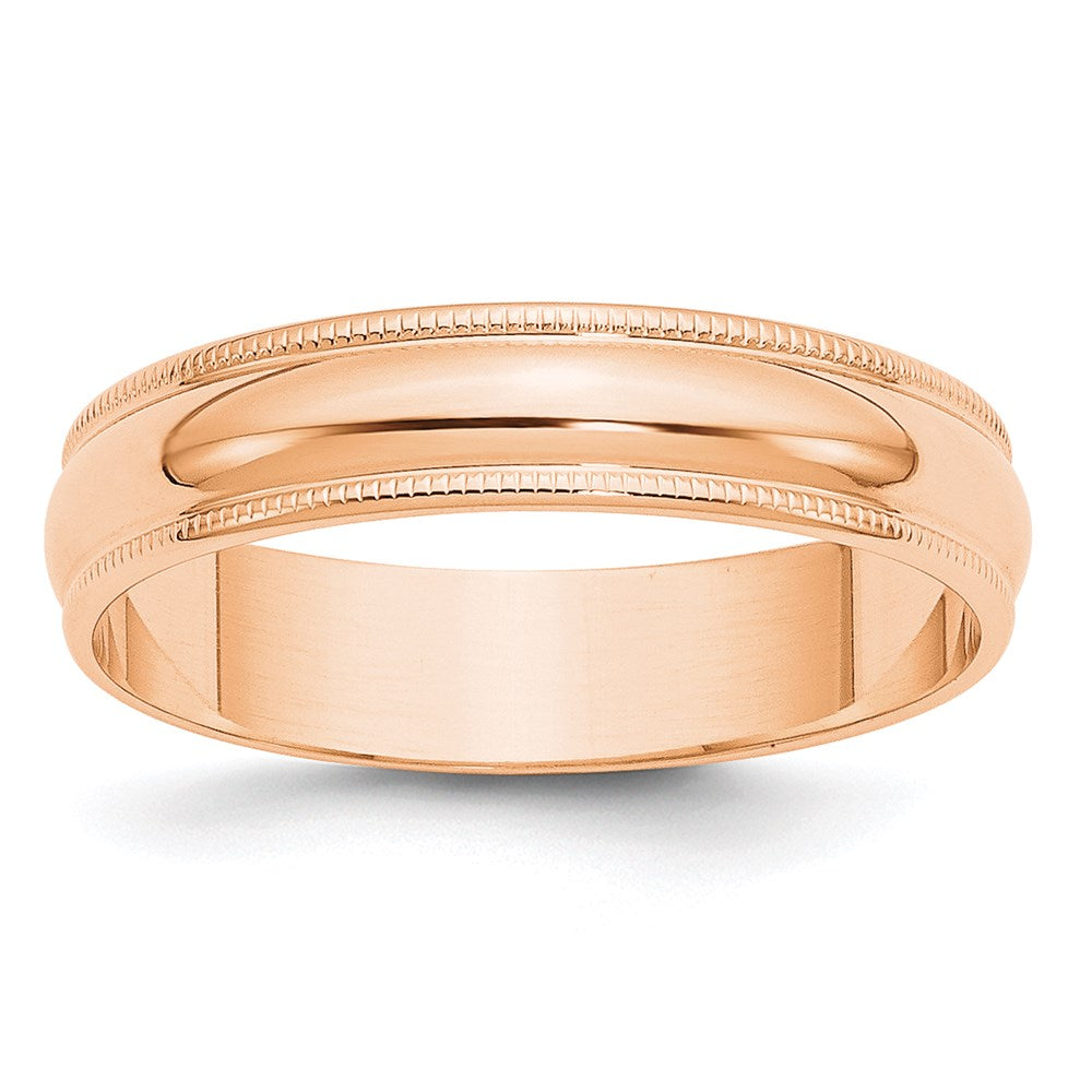 10k Roségold 5 mm leichter Milgrain-Ehering, halbrund