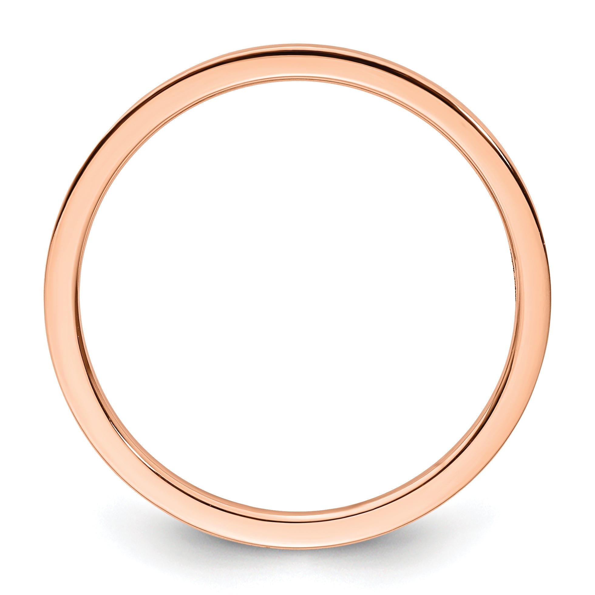 10K Roségold 10K 1,2mm flacher polierter stapelbarer Ring Größe 4,5