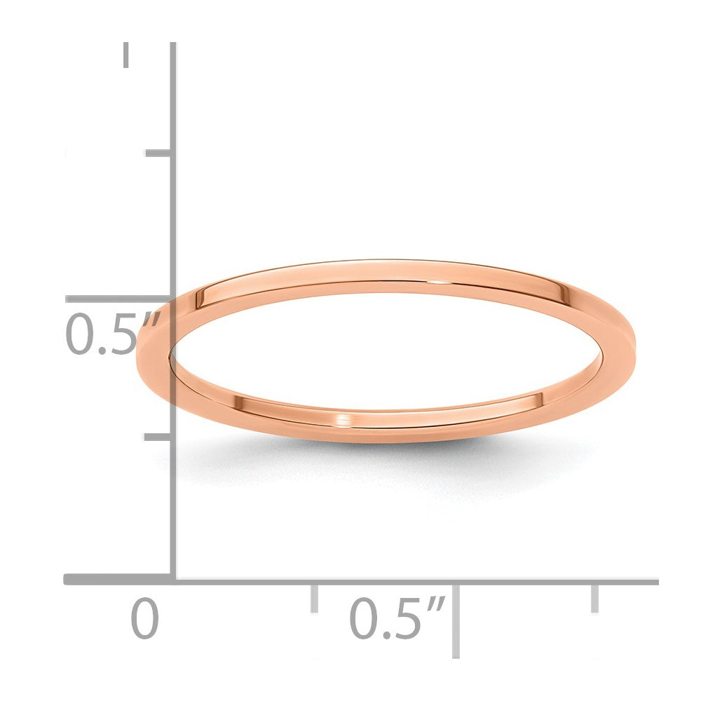 10K Roségold 1,2 mm flacher stapelbarer Ehering für Herren/Damen