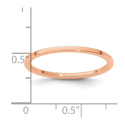 10K Roségold 1,2 mm flacher stapelbarer Herren-/Damen-Ehering