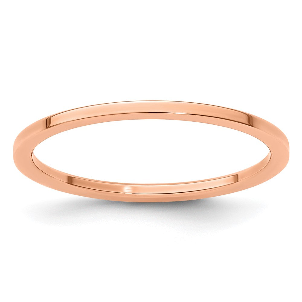 10K Roségold 1,2 mm flacher stapelbarer Herren-/Damen-Ehering