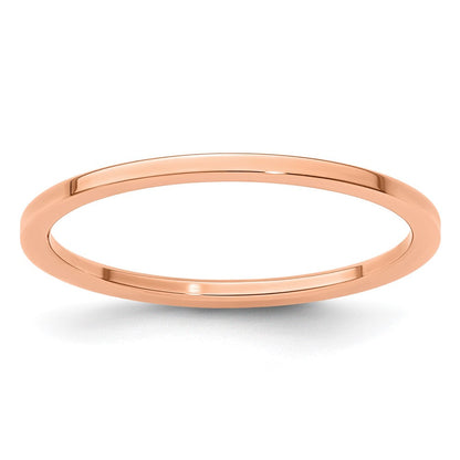 10K Roségold 1,2 mm flacher stapelbarer Herren-/Damen-Ehering