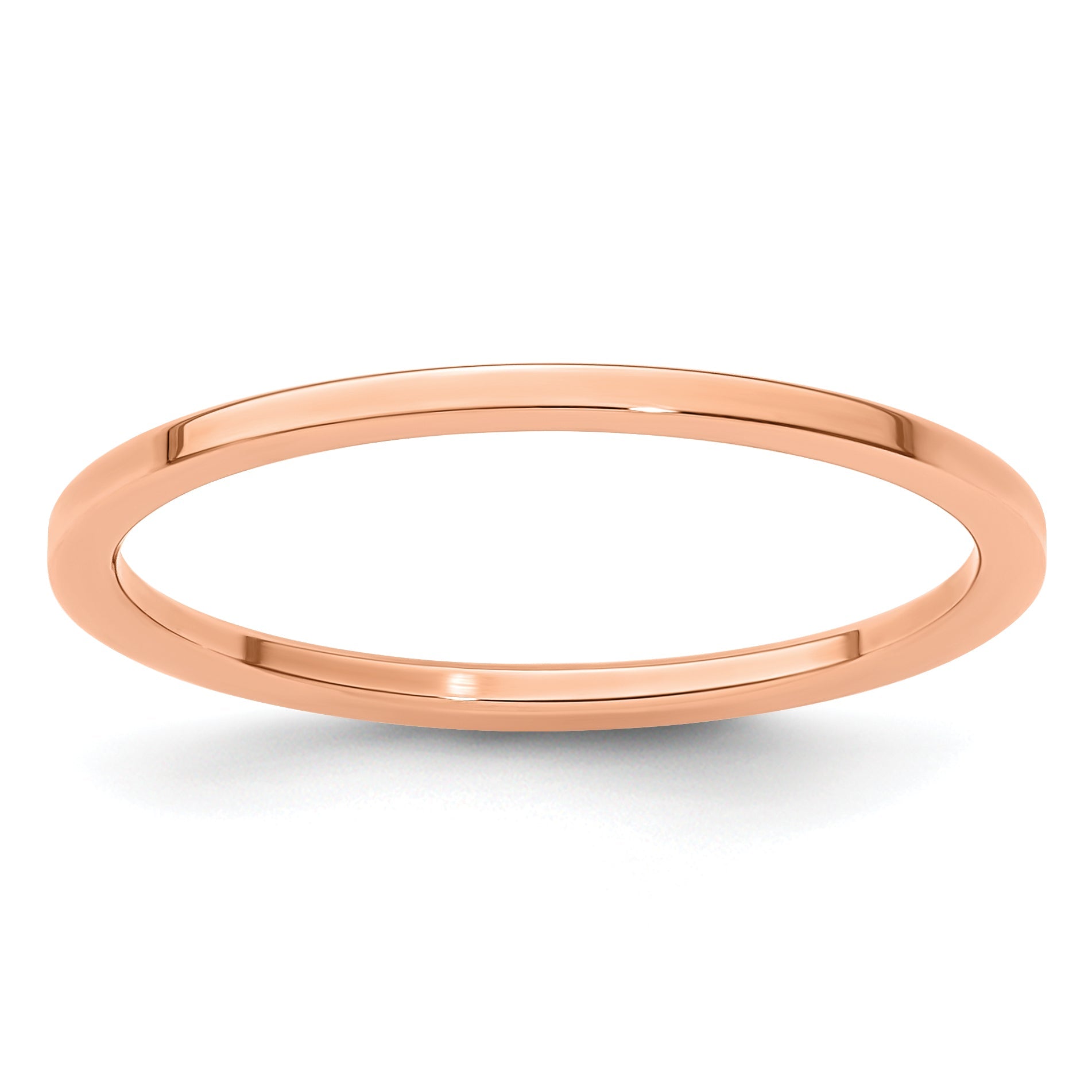 10K Roségold 10K 1,2mm flacher polierter stapelbarer Ring Größe 4,5