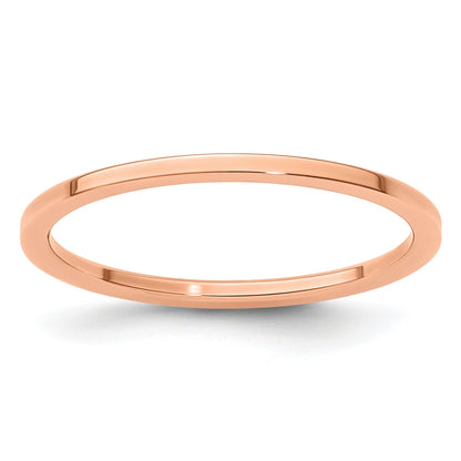 10K Roségold 10K 1,2mm flacher polierter stapelbarer Ring Größe 4,5