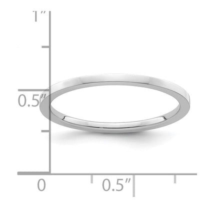 14K Weißgold 1,2mm flacher stapelbarer Ehering für Damen/Herren
