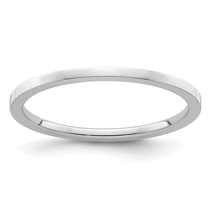 14K Weißgold 1,2 mm flacher stapelbarer Ehering für Damen/Herren