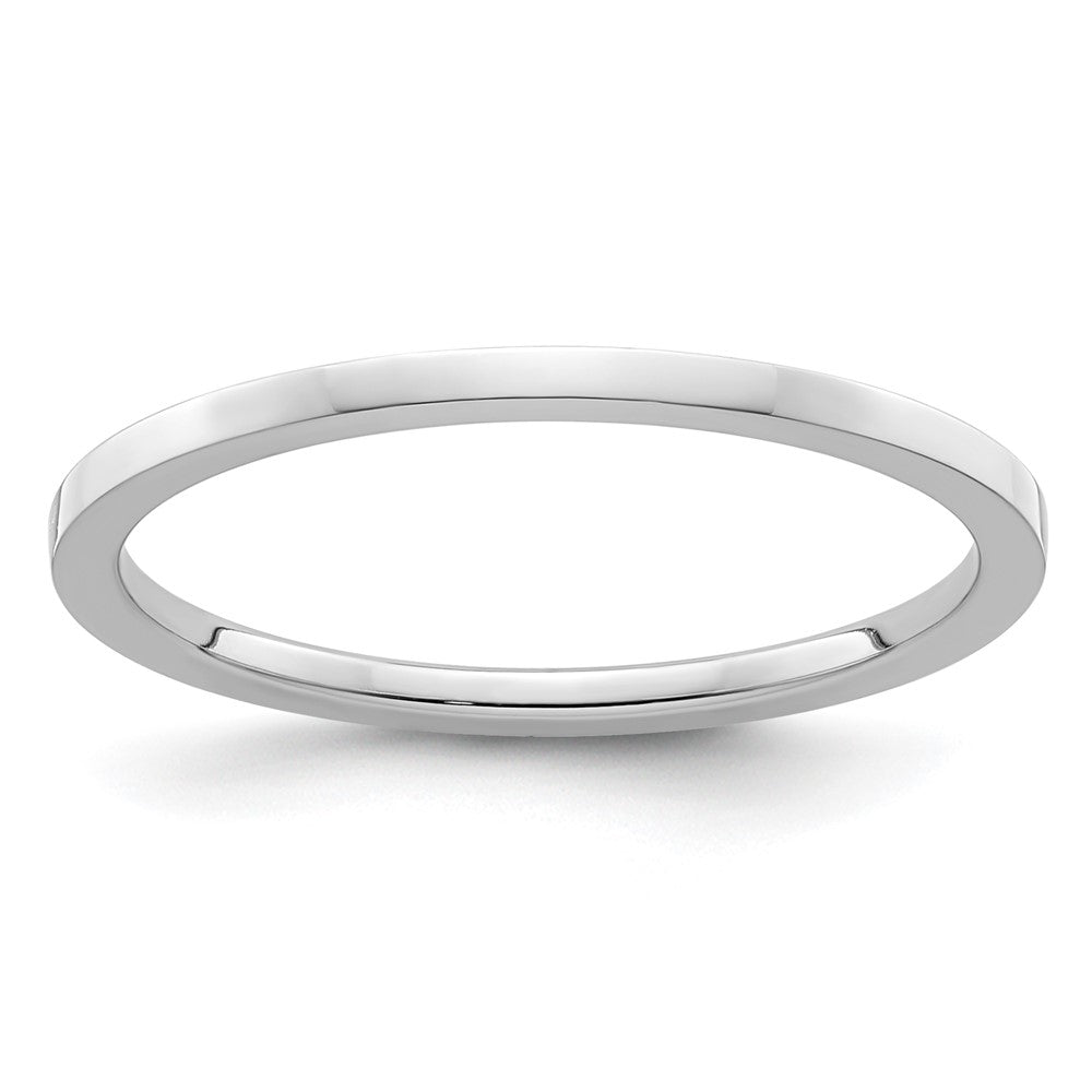 10K Weißgold 1,2 mm flacher, polierter, stapelbarer Ring in Größe 5,5