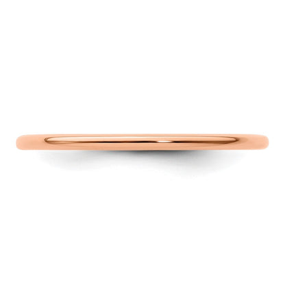 10K Roségold 10K 1,2 mm halbrunder, polierter, stapelbarer Ring, Größe 5,5