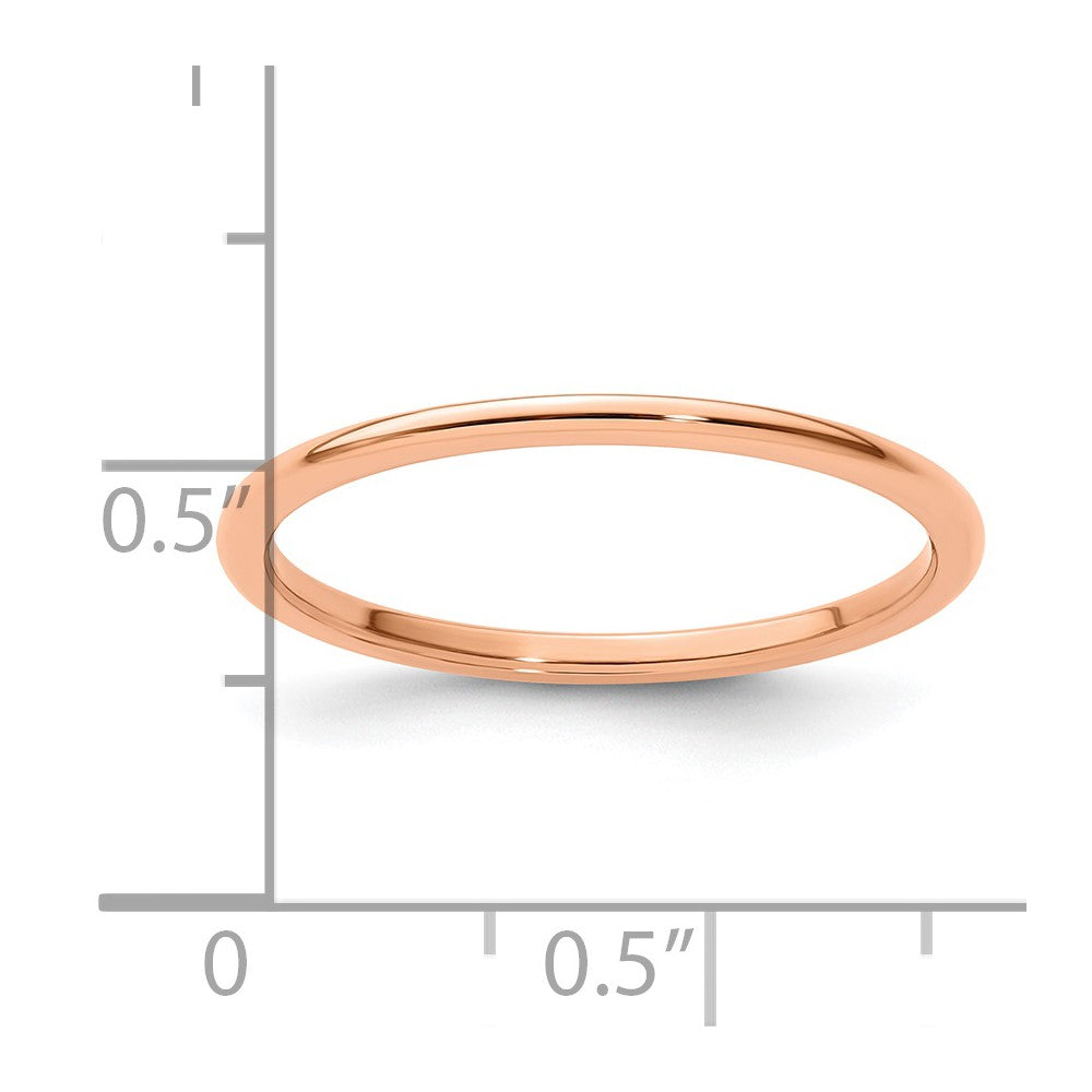 10K Roségold 10K 1,2 mm Halbrund Poliert Stapelbarer Ring Größe 8,5