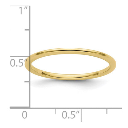 10K Gelbgold 1,2 mm Halbrund Poliert Stapelbarer Ring Größe 7