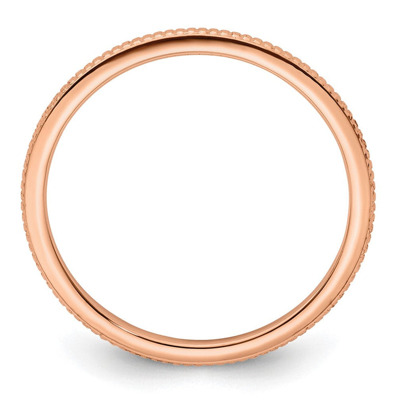 14K Roségold 1.2mm Perle Stapelbar Ring