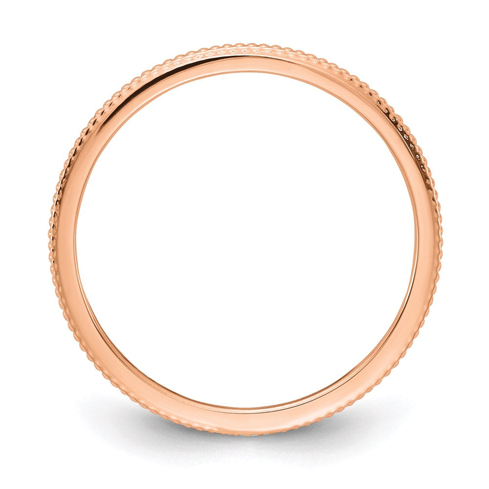 14K Roségold 1.2mm Perle Stapelbar Ring
