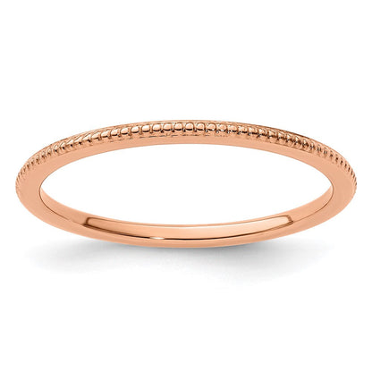 14K Roségold 1,2mm Kugel-Ring, stapelbar