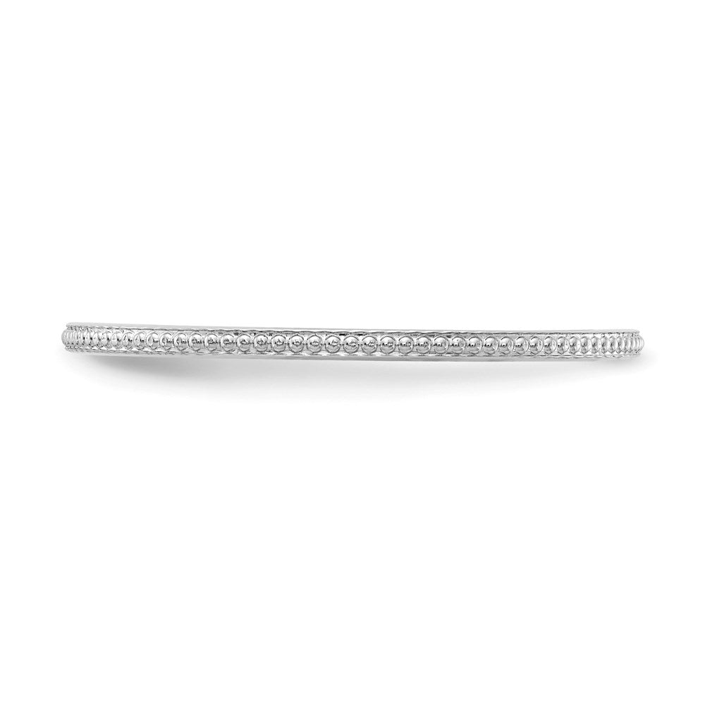 14K Weißgold 1,2 mm stapelbarer Ring mit Kugelmuster