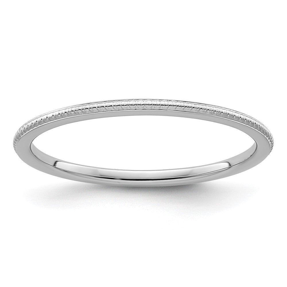 14K Weißgold Ring mit Kugelmuster, 1,2 mm, stapelbar