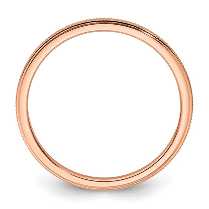 10K Roségold 10K 1,2 mm Milgrain stapelbarer Ring Größe 7