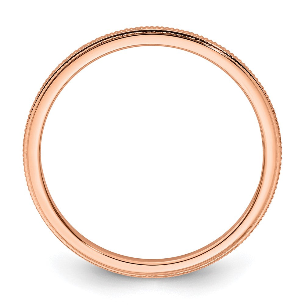 10K Roségold 10K 1,2 mm Milgrain stapelbarer Ring Größe 6,5