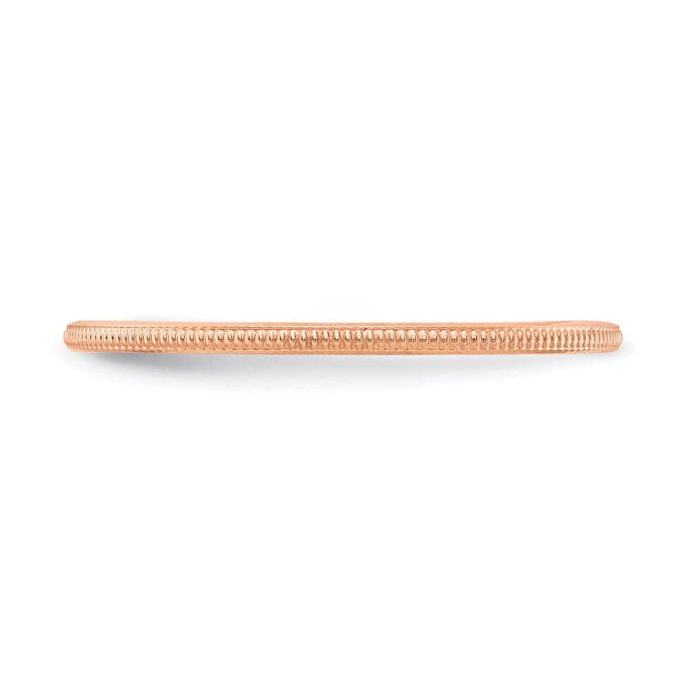 10K Roségold 585 1,2 mm stapelbarer Ring mit Milgrain-Kante, Größe 5
