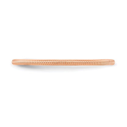 10K Roségold 10K 1,2 mm Milgrain-Ring stapelbar, Größe 9