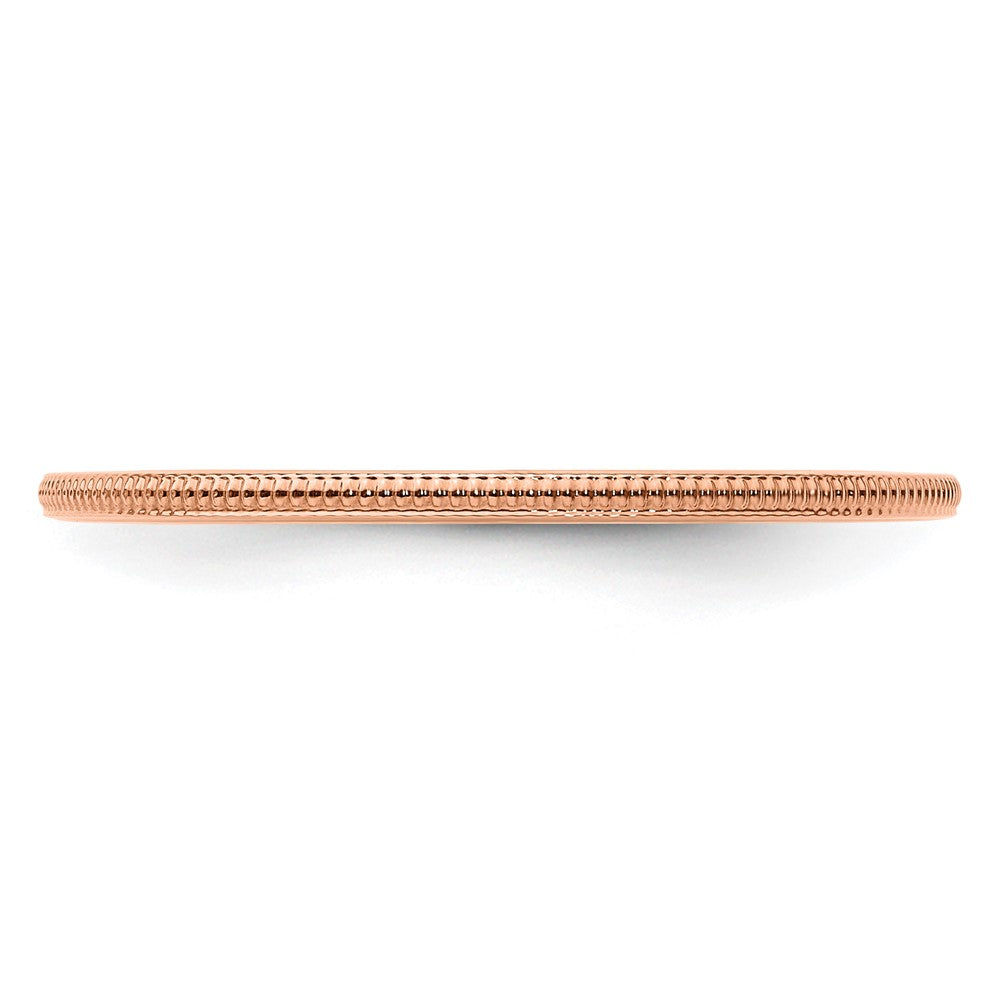 10K Roségold 10K 1,2 mm Milgrain-Ring stapelbar, Größe 5,5