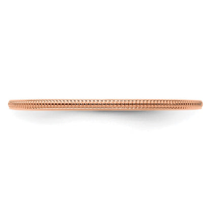 10K Roségold 10K 1,2 mm Milgrain-Ring stapelbar, Größe 5,5