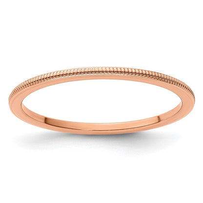 10K Roségold 585 1,2 mm stapelbarer Ring mit Milgrain-Kante, Größe 5