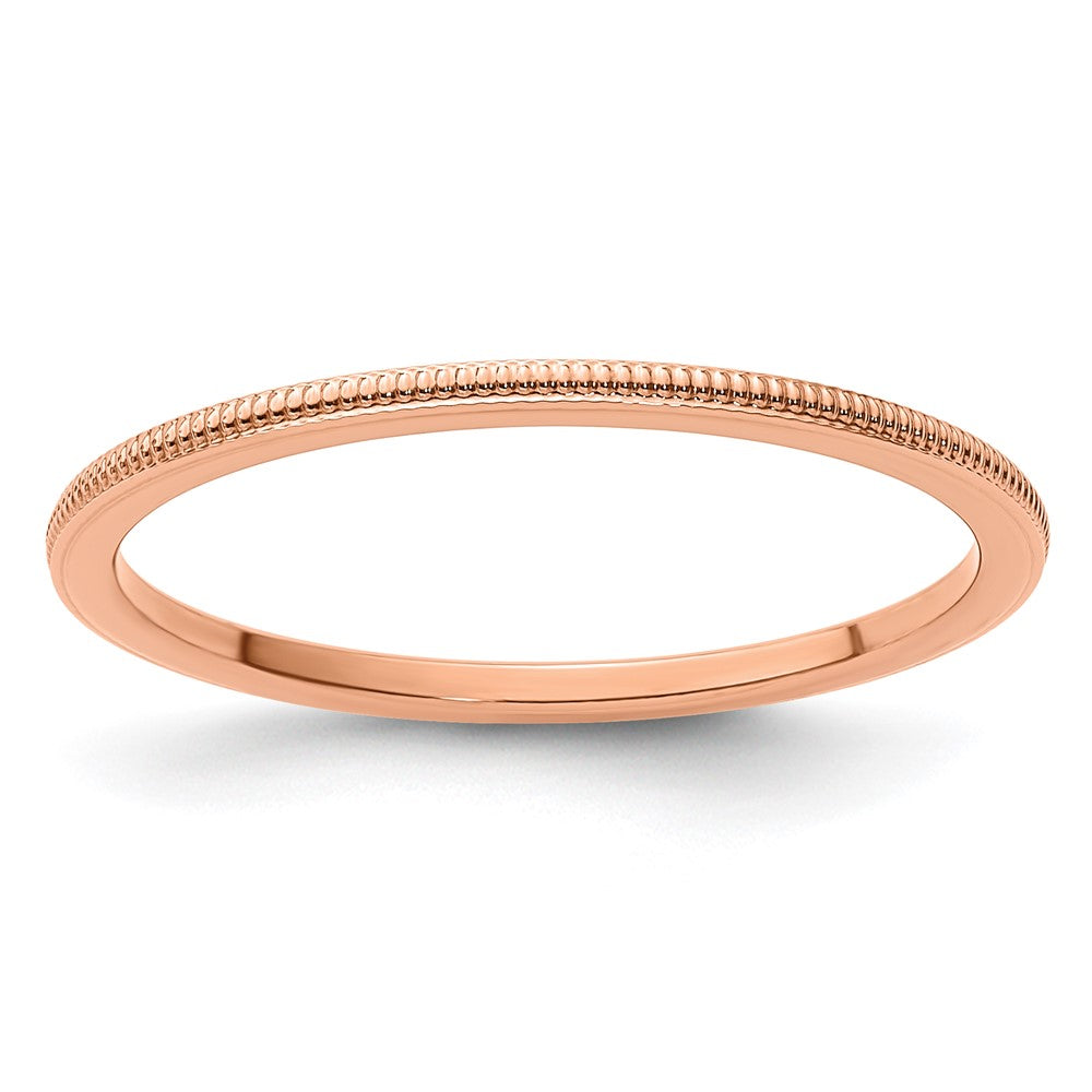 10K Roségold 10K 1,2 mm Milgrain stapelbarer Ring Größe 7