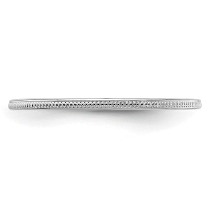 10K Weißgold Ring mit Milgrain-Kante, stapelbar, 1,2 mm, Größe 10