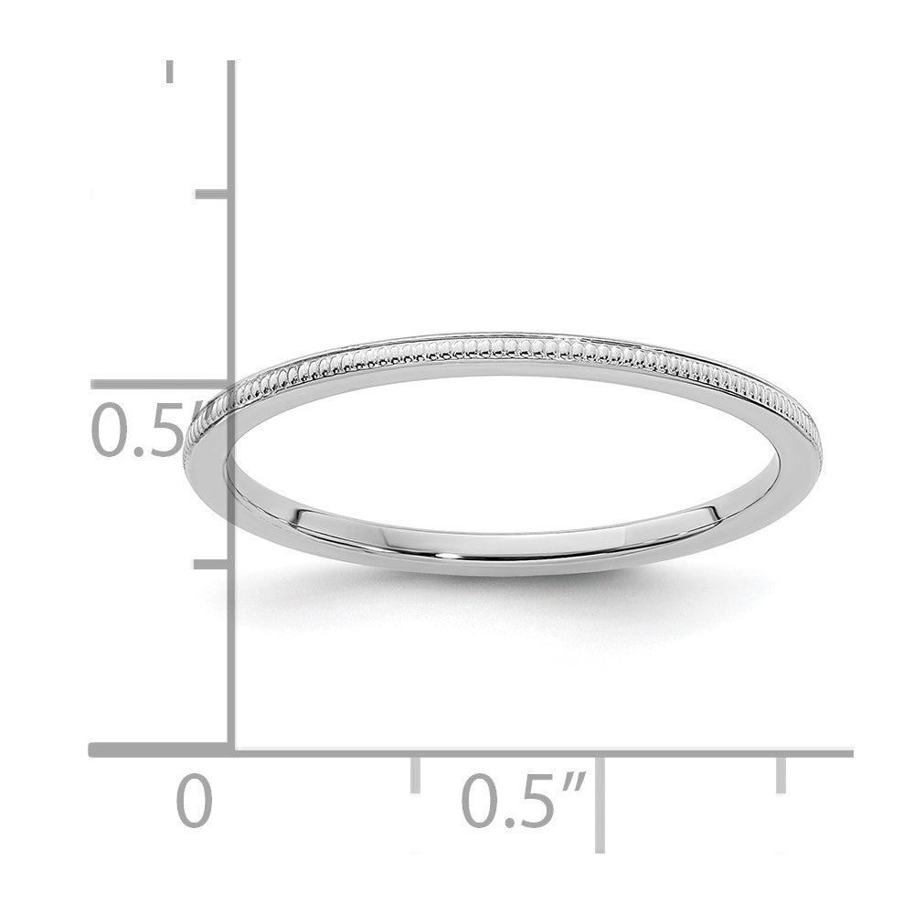 10K Weißgold 10K 1,2mm Milgrain stapelbarer Ring Größe 9,5