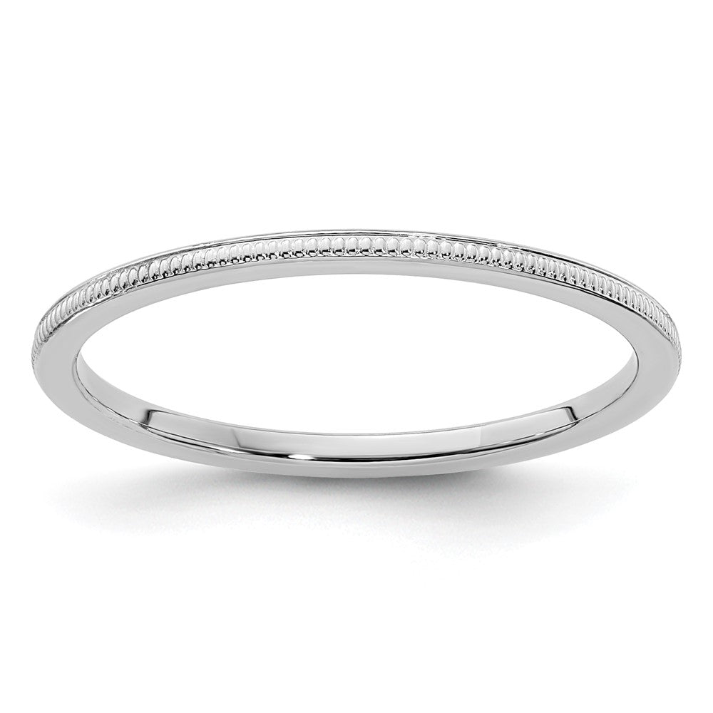 10K Weißgold Ring mit Milgrain-Kante, stapelbar, 1,2 mm, Größe 10