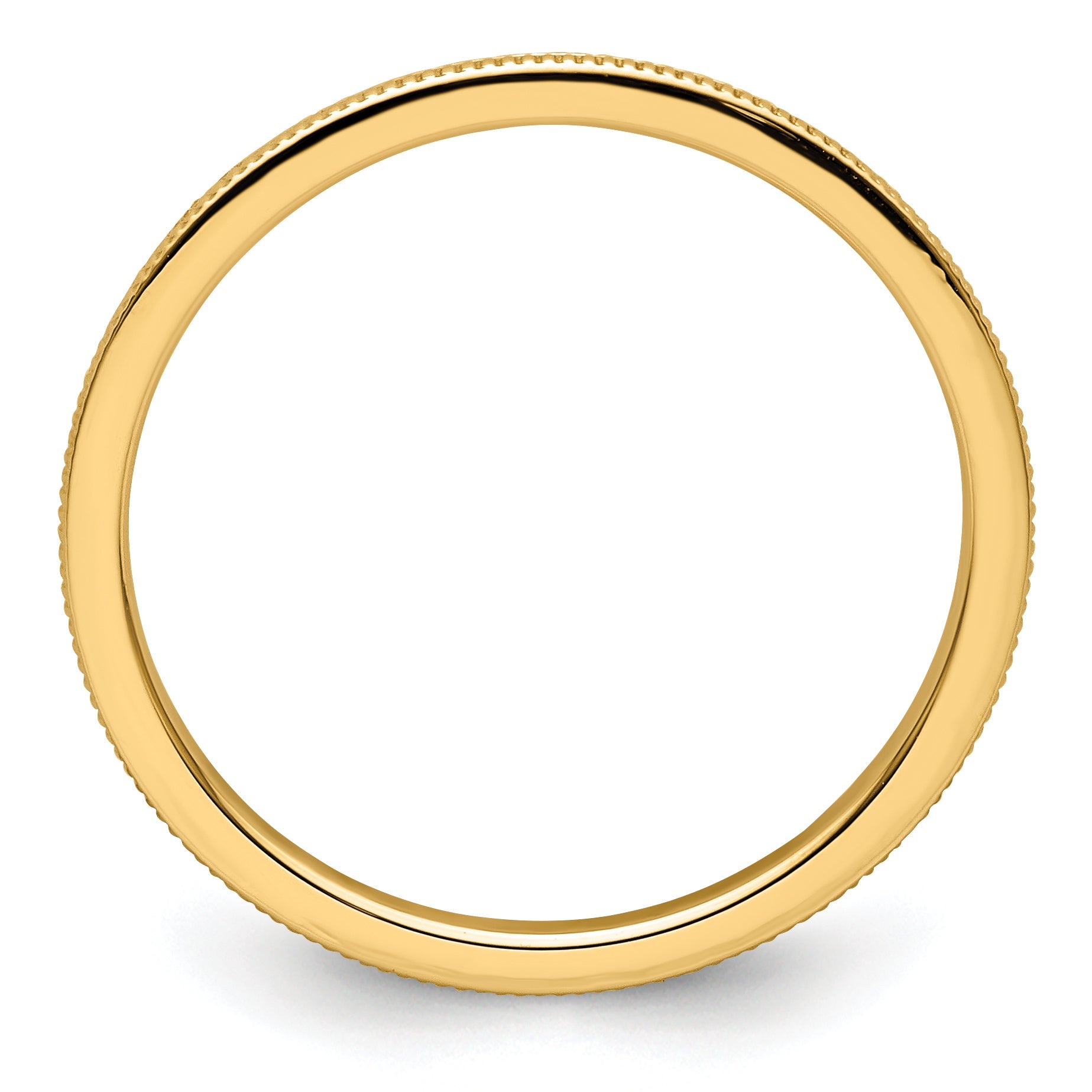 10K Gelbgold 10K 1,2 mm Ring mit Milgrain-Rand, stapelbar, Größe 9,5