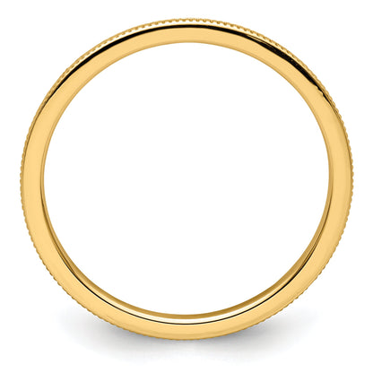 10K Gelbgold 10K 1,2 mm Ring mit Milgrain-Rand, stapelbar, Größe 9,5