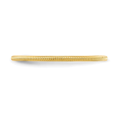 10K Gelbgold 10K 1,2 mm stapelbarer Ring mit Milgrainkante, Größe 4